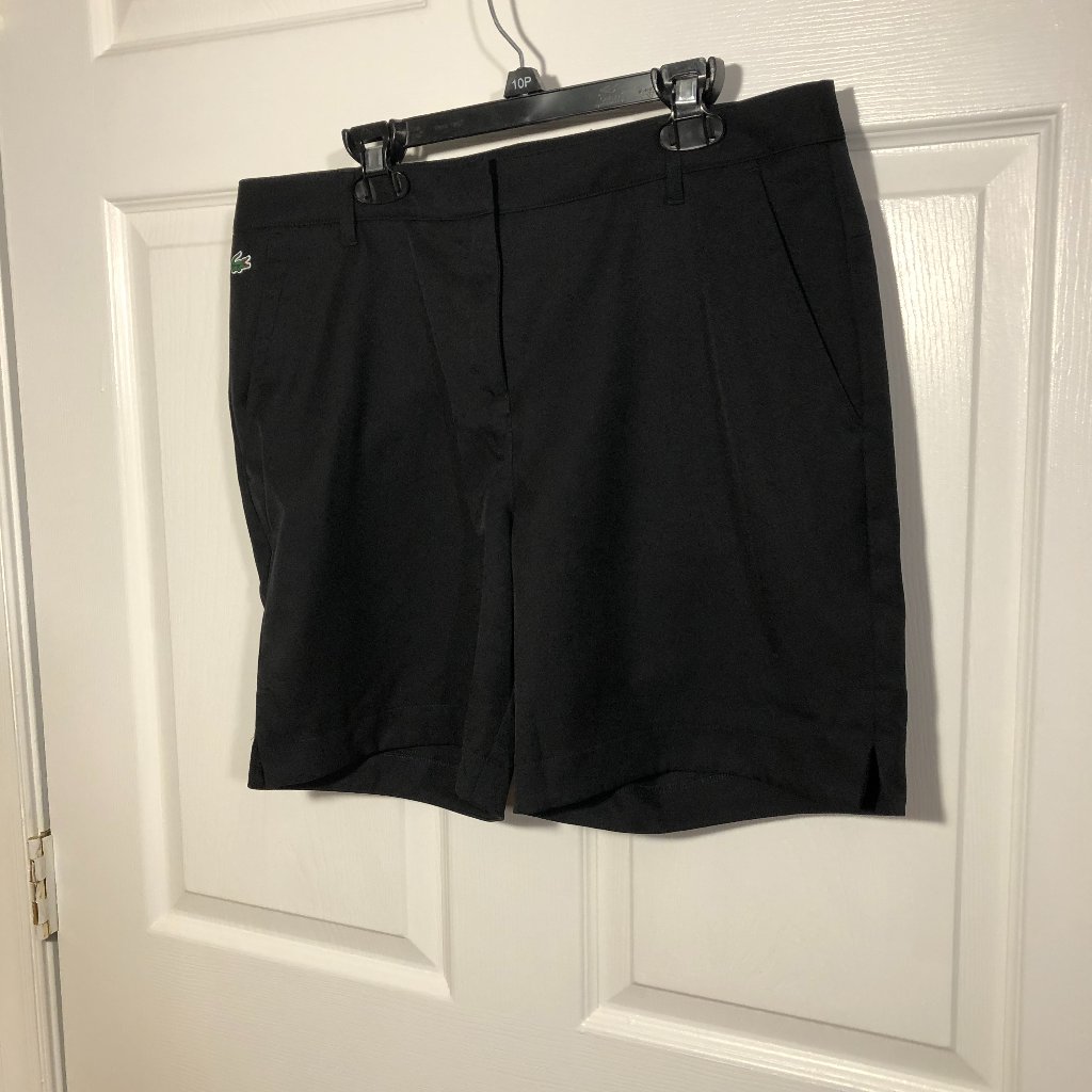 Lacoste Women Black Shorts, Buttons Marked Lacoste, Size 40